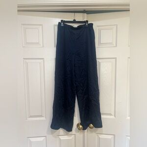 coldwater creek blue 100% silk lined pull on stretch waist pant Women Small